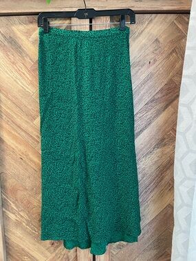 Reformation Green Viscose Midi Skirt with Black Print